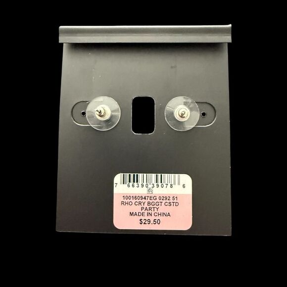 INC for Macy’s Silver-Tone Round and Baguette-Crystal Curve Drop Earrings - Picture 3 of 4